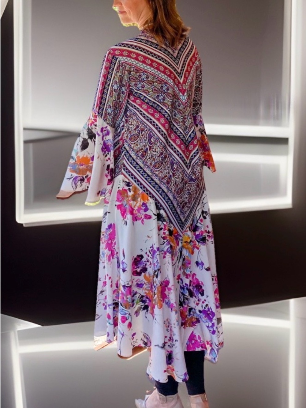 NWT Umgee “Full of Blooms” Kimono-Purple & Cream w/Multicolor Floral Accents-M - Picture 14 of 14